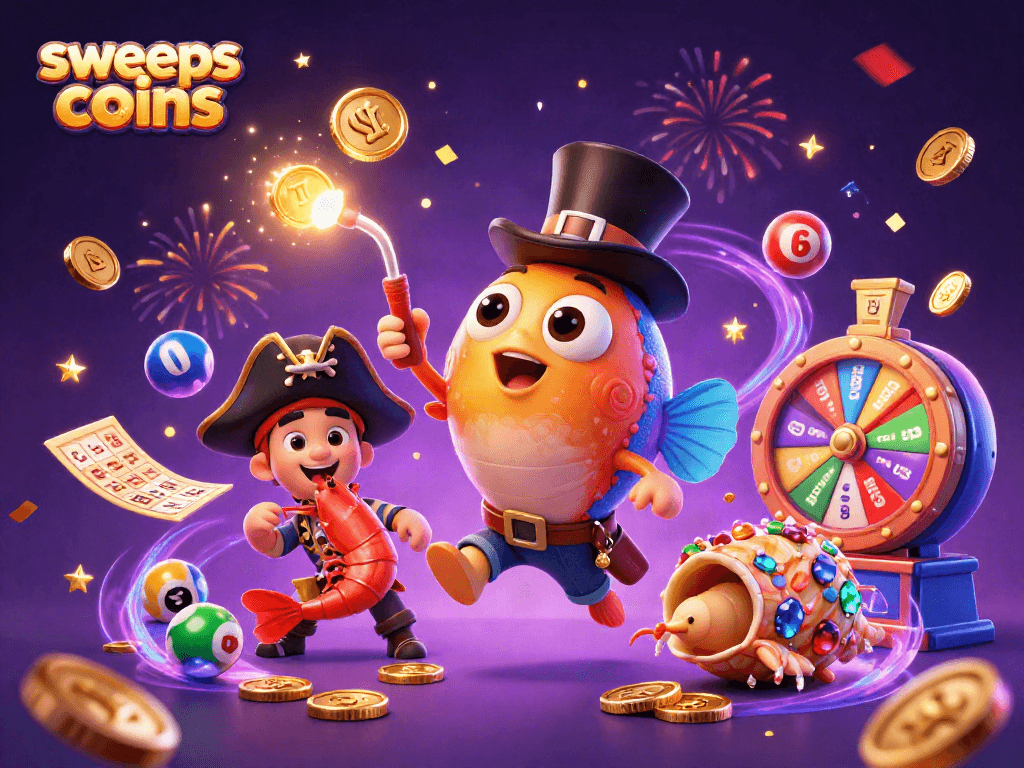 Engage in sweeps coins casino with thrilling prize elements in a vibrant underwater scene.
