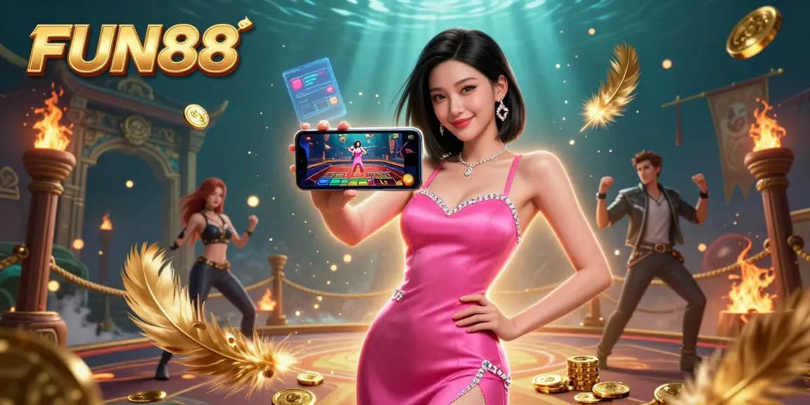 Engage in thrilling gameplay with FUN88 on a smartphone, showcasing live dealer action.