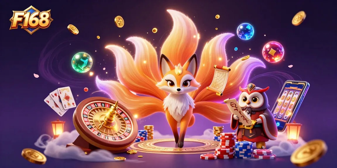Experience F168's vibrant online casino ambiance with stunning spirits, coins, and gaming action