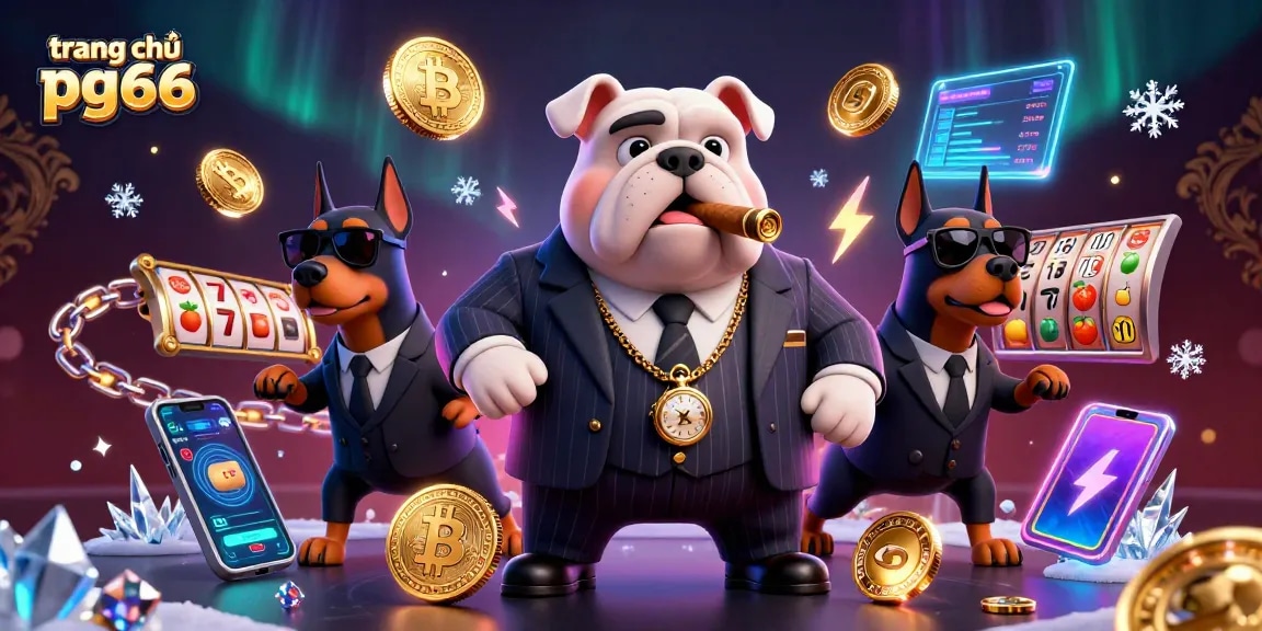 Engage in the vibrant atmosphere of trang chủ pg66 with our 3D casino scene featuring a mafia bulldog and his bodyguards.