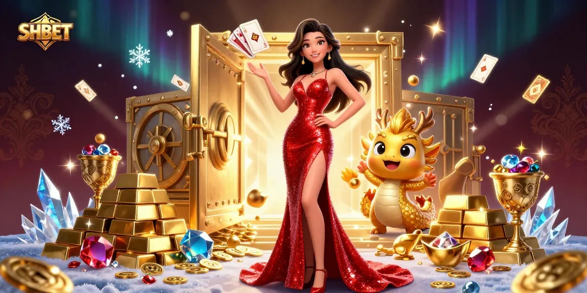 SHBET offers thrilling casino action with a stunning Asian woman and golden dragon in a vibrant 3D scene.