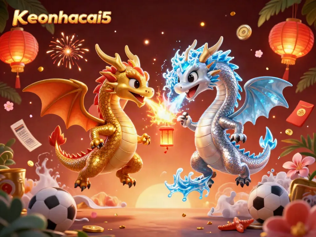 Experience the thrill of keonhacai5 with dynamic sports betting dragons set against a vibrant backdrop.