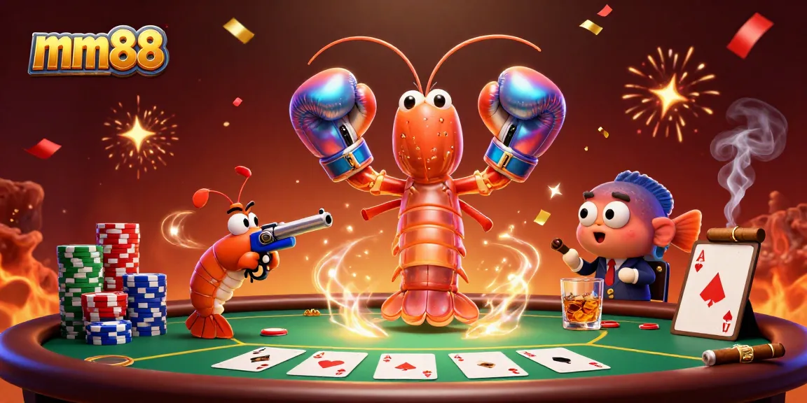 Engage in thrilling poker action with mm88 featuring energetic characters and vibrant casino elements.