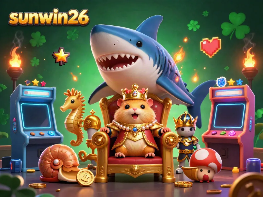 Experience thrilling casino adventures with sunwin26 in this vibrant 3D illustration of gaming royalty.