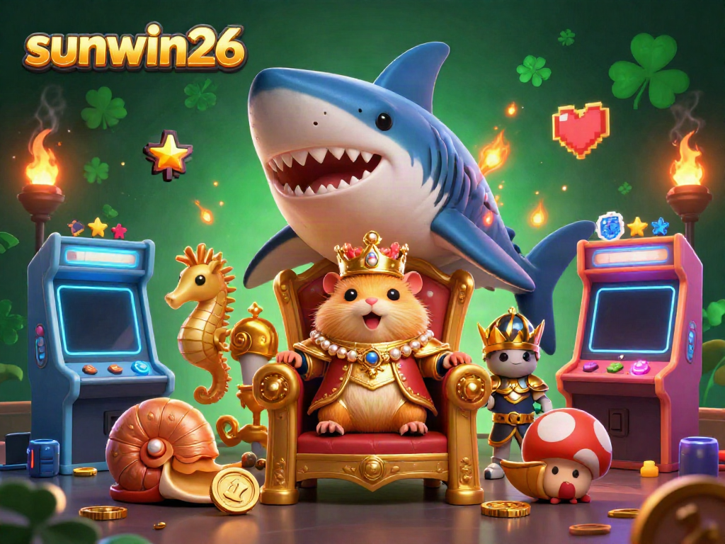 Experience thrilling casino adventures with sunwin26 in this vibrant 3D illustration of gaming royalty.