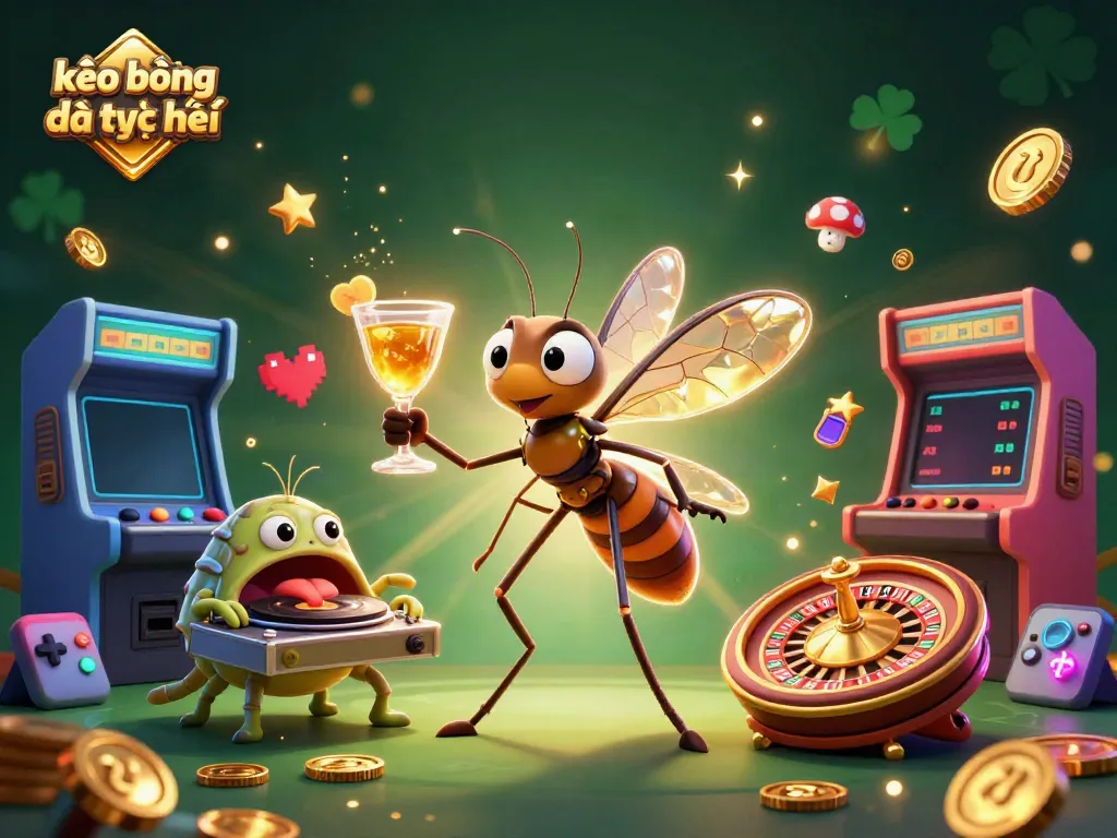 Experience the thrill of kèo bóng đá trực tuyến with vibrant casino visuals featuring lively characters and game elements.
