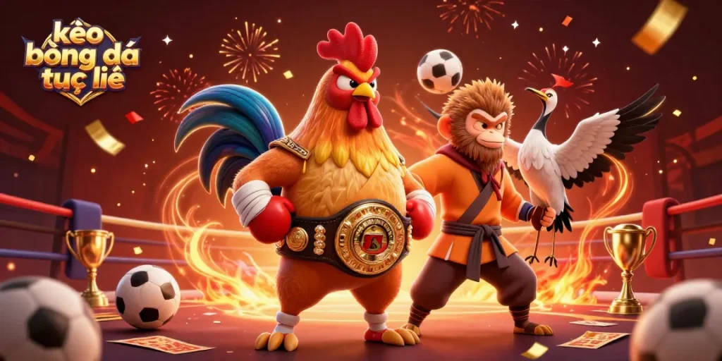 Experience thrilling kèo bóng đá trực tuyến with dynamic sports betting elements illustrated in 3D.