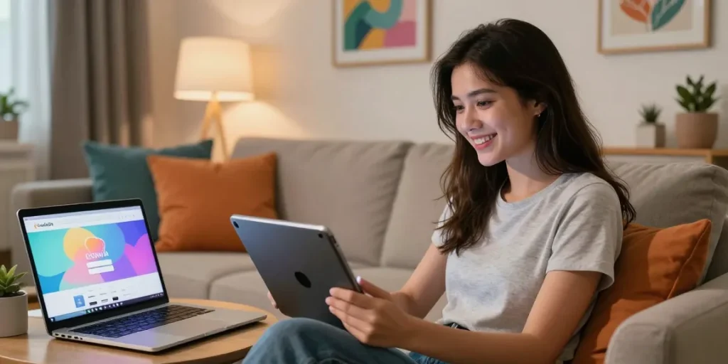Engaging in nsfw ai chat with vibrant decor and cozy lighting