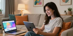 Engaging in nsfw ai chat with vibrant decor and cozy lighting
