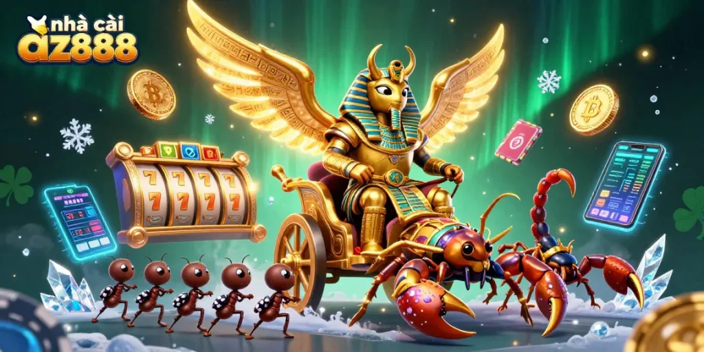 Experience engaging gameplay at nhà cái az888 with dazzling slot machines and cryptocurrency elements.