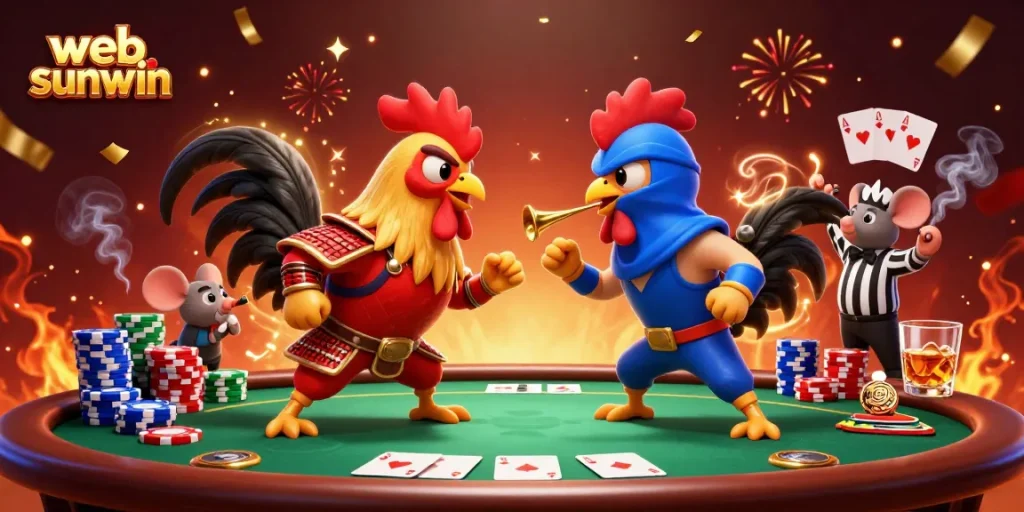 Experience excitement with web sunwin as fierce roosters battle amidst thrilling poker stakes