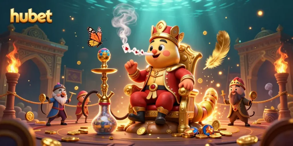 Experience the thrilling hubet games with vibrant characters and dynamic casino elements in a detailed illustration.