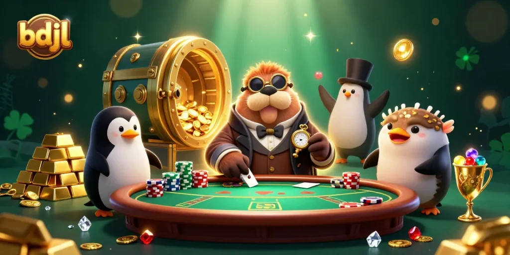 Experience thrilling poker with bdjl's colorful 3D characters at a vibrant underwater table