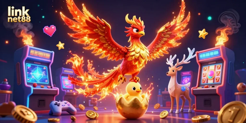 Experience exhilarating gameplay at link net88 with vibrant 3D casino elements and captivating phoenix imagery.