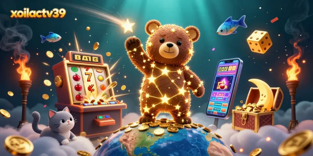Experience the thrill of winning with xoilactv39's vibrant 3D casino scene featuring joyful characters.