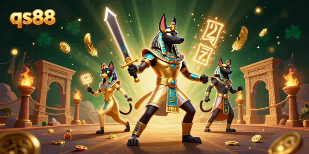 Spin the reels at qs88 with Anubis, as golden jackpots and slot elements enhance the excitement.