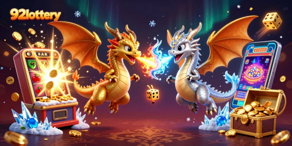Immerse in the excitement of 92lottery with thrilling dragons, slot machines, and casino treasures.