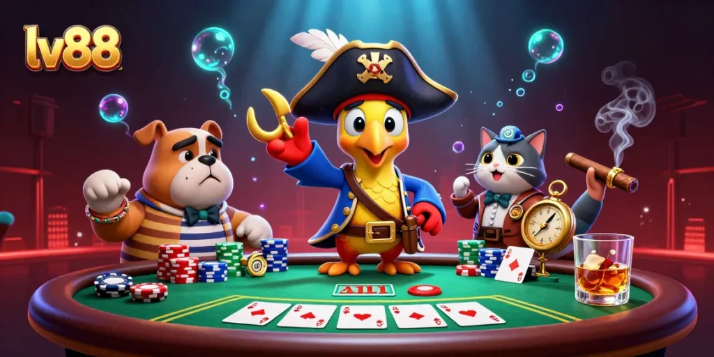 Engage in exciting poker actions at lv88 with colorful chips and a lively atmosphere!