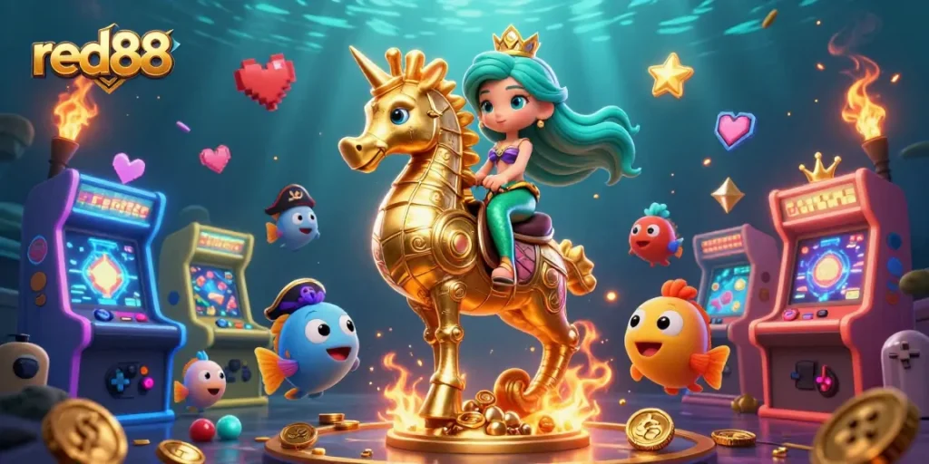 Engage in thrilling games at red88, featuring vibrant underwater scenes with captivating characters.
