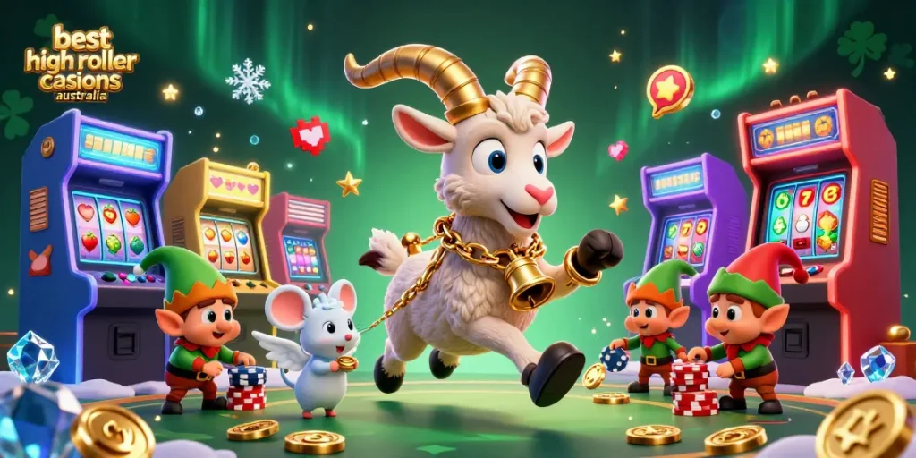 Experience thrilling gameplay at the best high roller casinos Australia with festive characters stealing the show.